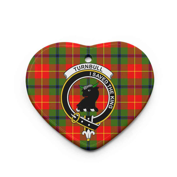 Scottish Turnbull Clan Crest Tartan Ceramic Ornament Heart Shape Tartan Plaid