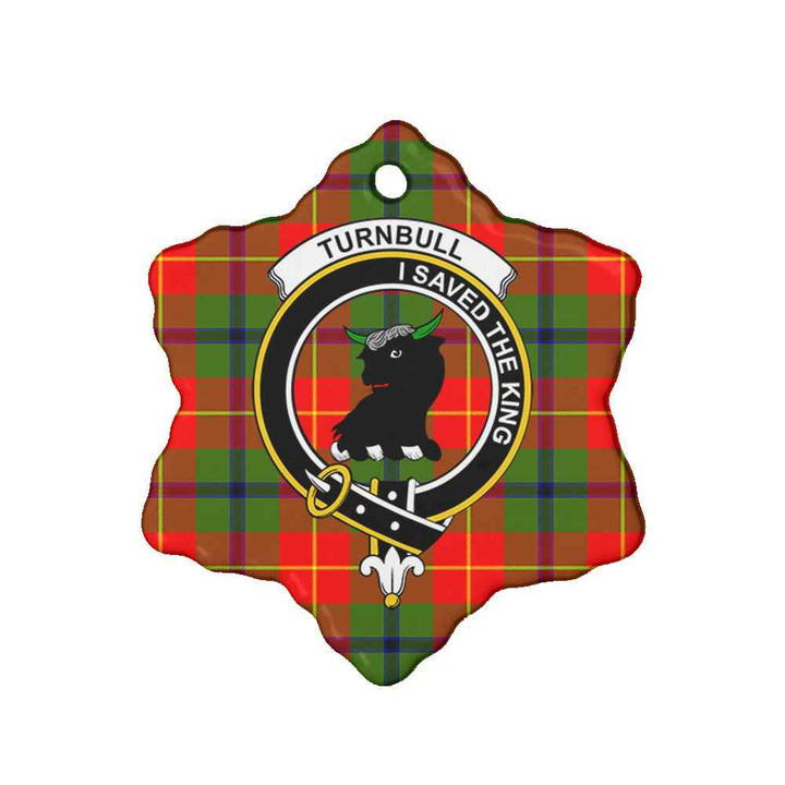Scottish Turnbull Clan Crest Tartan Ceramic Ornament Snow Flake Shape Tartan Plaid