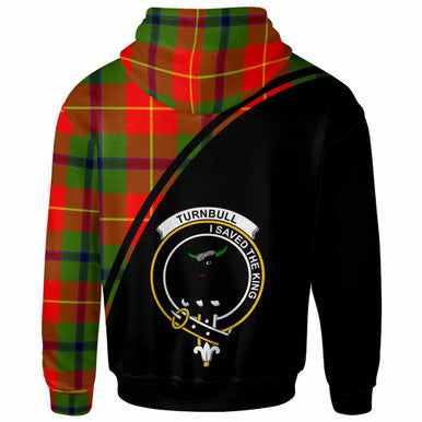 Scottish Turnbull Clan Crest Tartan Curve Hoodie Back Side Tartan Plaid