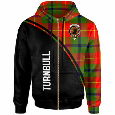 Scottish Turnbull Clan Crest Tartan Curve Hoodie Zip-up Tartan Plaid
