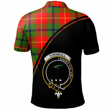 Scottish Turnbull Clan Crest Tartan Curve Polo Shirt Back Side Tartan Plaid