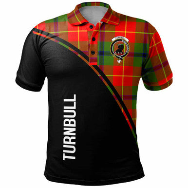Scottish Turnbull Clan Crest Tartan Curve Polo Shirt Front Side Tartan Plaid