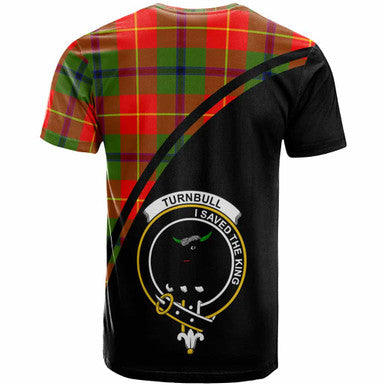 Scottish Turnbull Clan Crest Tartan Curve T-Shirt Back Side Tartan Plaid