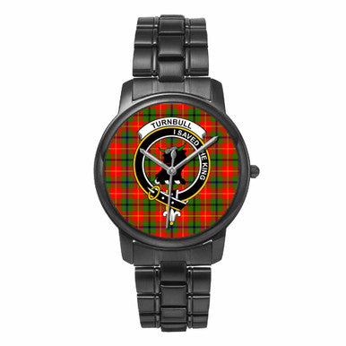 Scottish Turnbull Clan Crest Tartan Folding Clasp Steel Quartz Watches Tartan Plaid Black 1