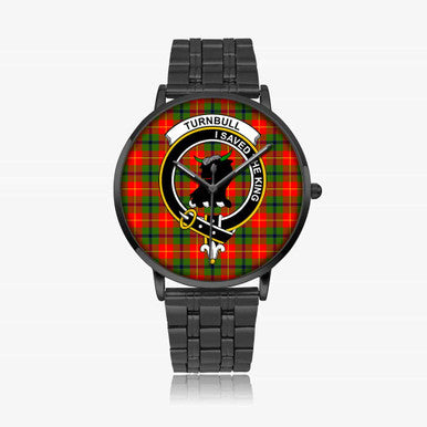 Scottish Turnbull Clan Crest Tartan Instafamous Steel Quartz Watches Tartan Plaid Black 1