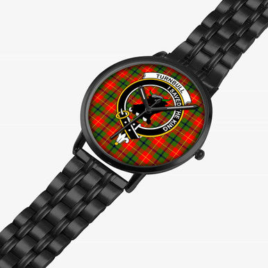 Scottish Turnbull Clan Crest Tartan Instafamous Steel Quartz Watches Tartan Plaid Black 2