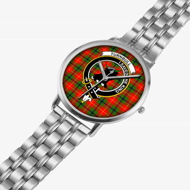 Scottish Turnbull Clan Crest Tartan Instafamous Steel Quartz Watches Tartan Plaid Silver 2