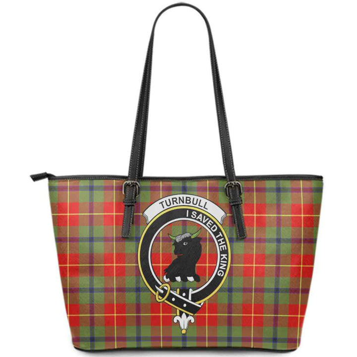Scottish Turnbull Clan Crest Tartan Leather Tote Tartan Plaid