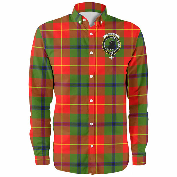 Scottish Turnbull Clan Crest Tartan Long Sleeve Shirt Front Side Tartan Plaid
