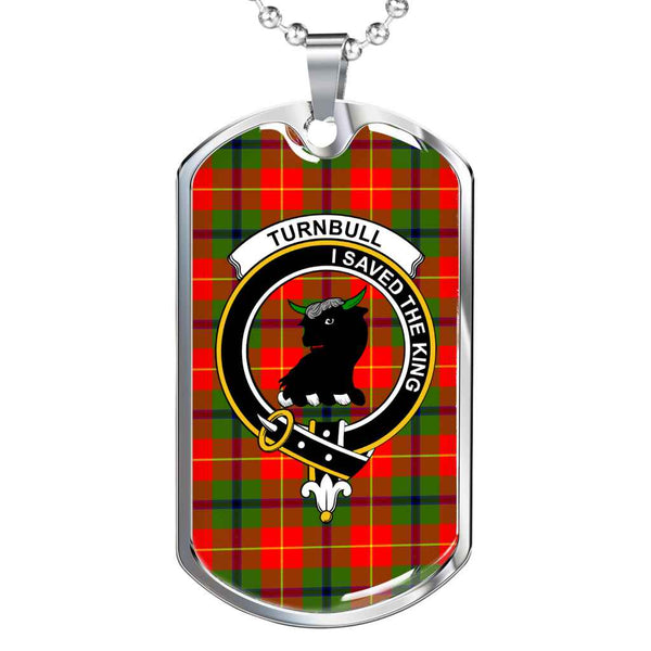 Scottish Turnbull Clan Crest Tartan Military Dog Tag Necklace Tartan Plaid 1