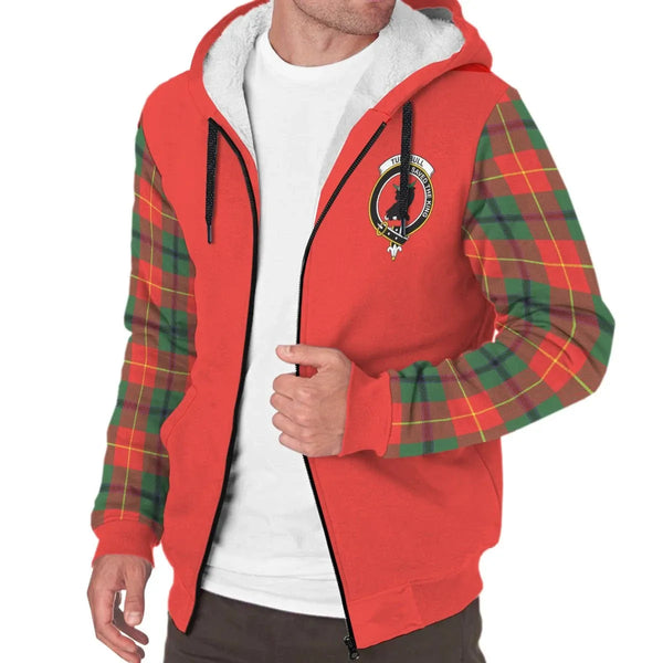 Scottish Turnbull Clan Crest Tartan Plaid Sleeve Sherpa Hoodie