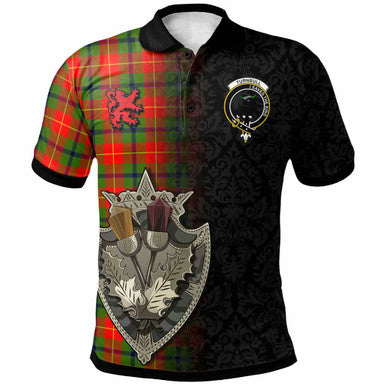 Scottish Turnbull Clan Crest Tartan Polo Shirt - Half Thistle Flowers Celtic Design Front Side Tartan Plaid