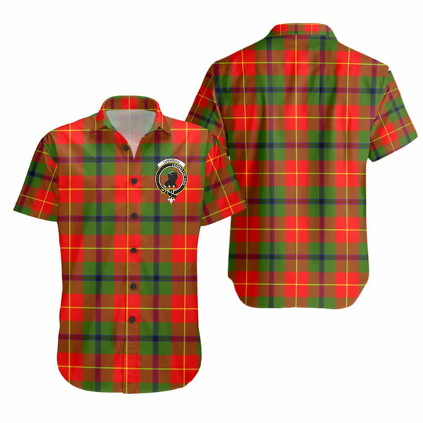 Scottish Turnbull Clan Crest Tartan Short Sleeve Shirt Tartan Plaid