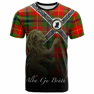 Scottish Turnbull Clan Crest Tartan T-Shirt - Celtic With Scotland Lion Front Side Tartan Plaid