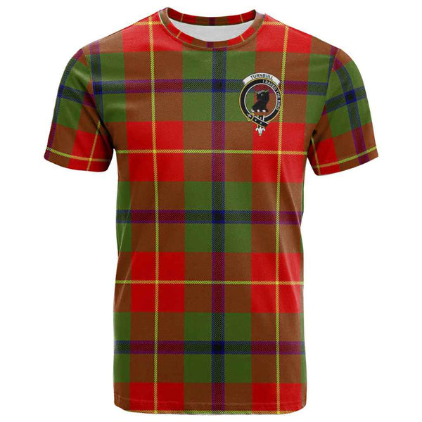 Scottish Turnbull Clan Crest Tartan T-Shirt Front Side Tartan Plaid