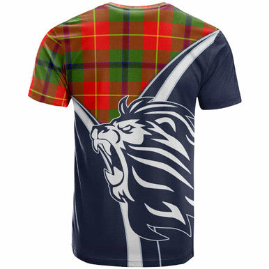 Scottish Turnbull Clan Crest Tartan T-Shirt - Scottish Flag With Lion Back Side Tartan Plaid