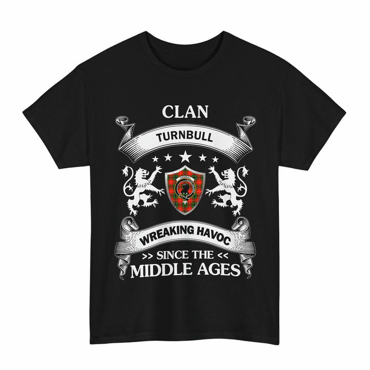 Scottish Turnbull Clan Crest Tartan T-Shirt Wreaking Havoc Design Tartan Plaid Black Color