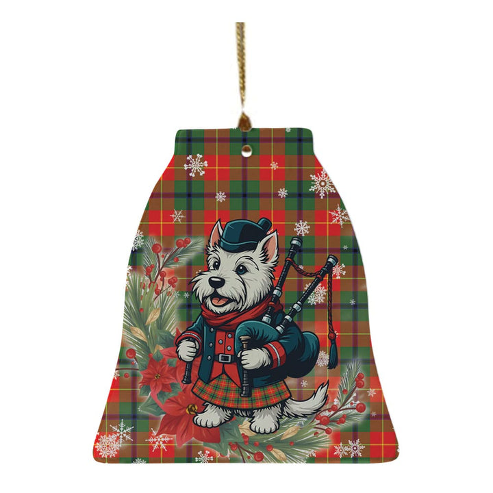 Scottish Turnbull Dress Clan Tartan Ceramic Ornament Cute Scottish Terrier Dog Bell Style Tartan Plaid