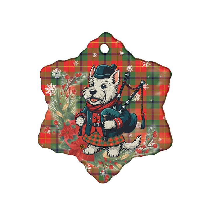 Scottish Turnbull Dress Clan Tartan Ceramic Ornament Cute Scottish Terrier Dog Snow Flake Style Tartan Plaid