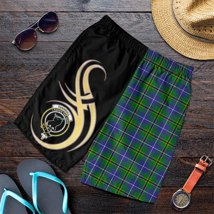 Scottish Turnbull Hunting Clan Crest Tartan Believe in Me Men's Shorts