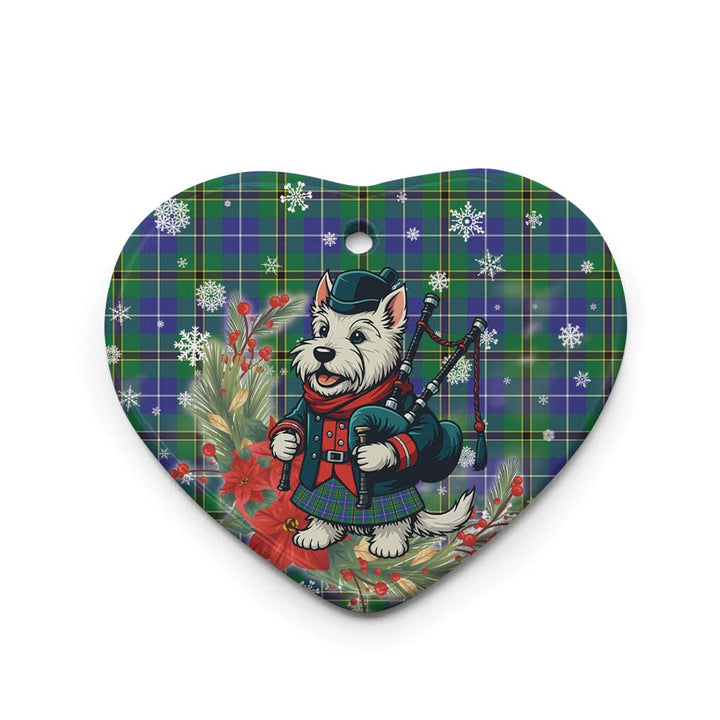 Scottish Turnbull Hunting Clan Tartan Ceramic Ornament Cute Scottish Terrier Dog Heart Style Tartan Plaid