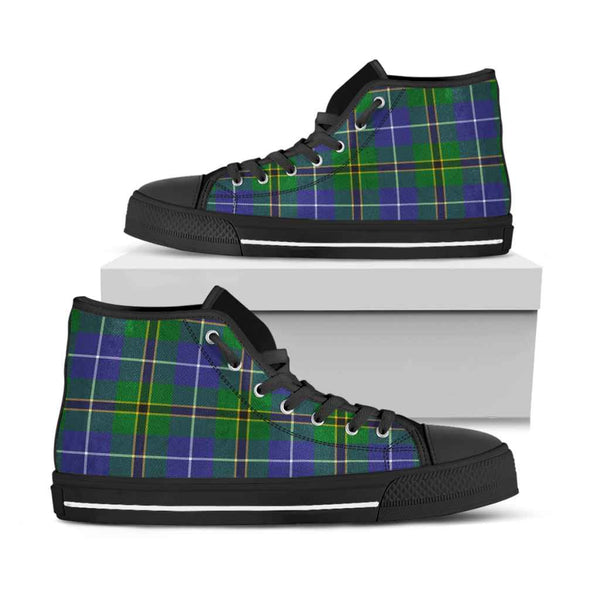Scottish Turnbull Hunting Clan Tartan High Top Shoes Black Sole Tartan Plaid