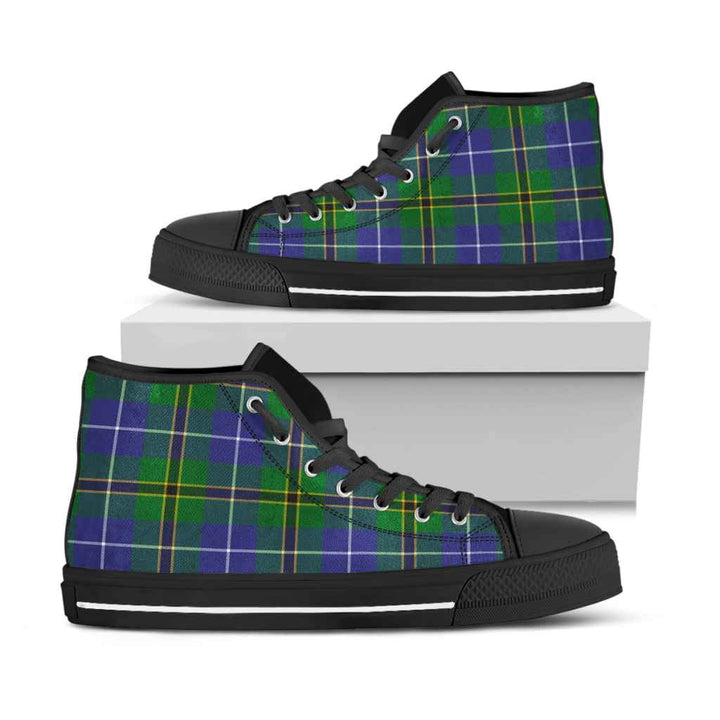Scottish Turnbull Hunting Clan Tartan High Top Shoes Black Sole Tartan Plaid