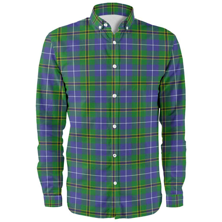 Scottish Turnbull Hunting Clan Tartan Long Sleeve Shirt Front Side Tartan Plaid