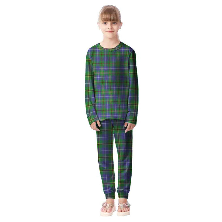 Scottish Turnbull Hunting Clan Tartan Pajama Set Kid Front Side Tartan Plaid
