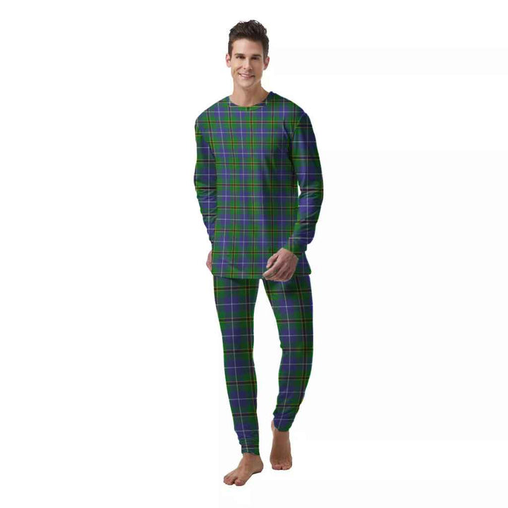 Scottish Turnbull Hunting Clan Tartan Pajama Set  Men Front Side Tartan Plaid
