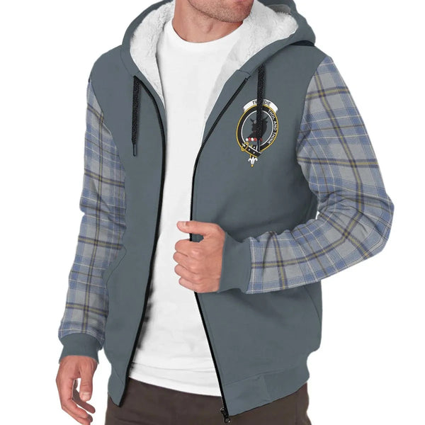 Scottish Tweedie Clan Crest Tartan Plaid Sleeve Sherpa Hoodie