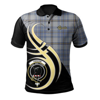 Scottish Tweedie Clan Crest Tartan Polo Shirt Believe in Me Front Side Tartan Plaid