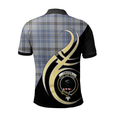 Scottish Tweedie Clan Crest Tartan Polo Shirt Believe in Me Back Side Tartan Plaid