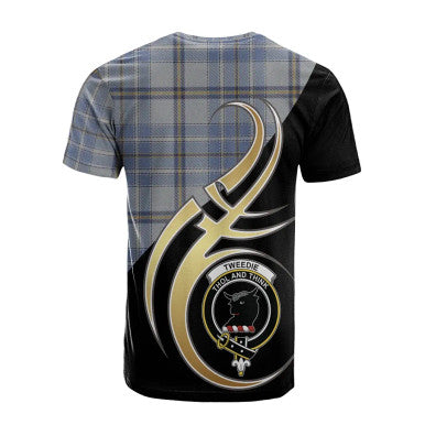 Scottish Tweedie Clan Crest Tartan T-Shirt Believe in Me Back Side Tartan Plaid