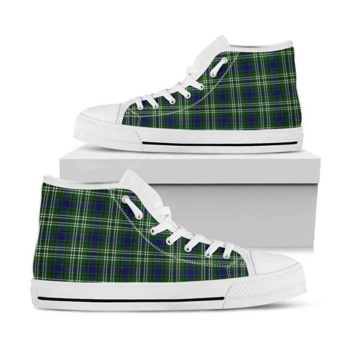 Scottish Tweedside District Clan Tartan High Top Shoes White Sole Tartan Plaid