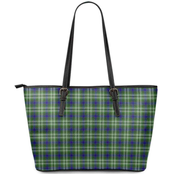 Scottish Tweedside District Clan Tartan Leather Tote Tartan Plaid