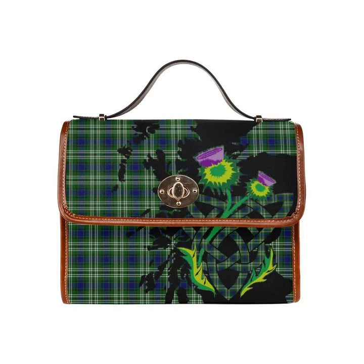 Scottish Tweedside District Clan Tartan Waterproof Canvas Bag With Thistle Tartan Plaid 1