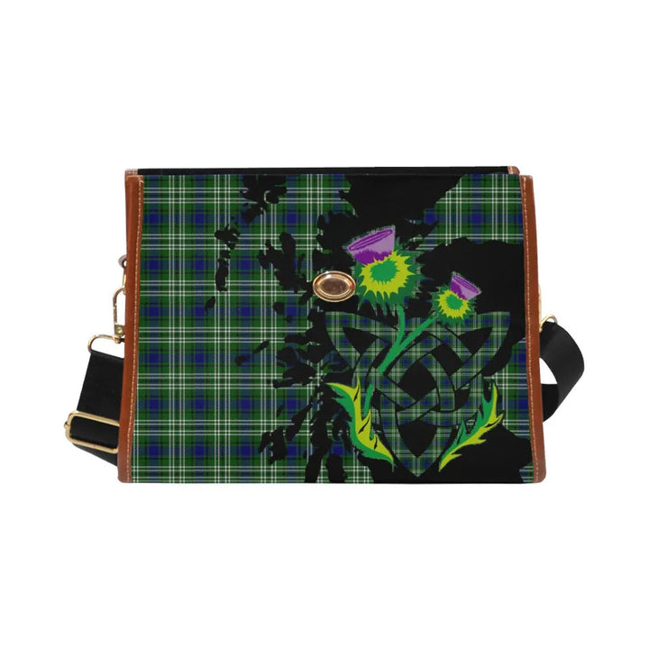 Scottish Tweedside District Clan Tartan Waterproof Canvas Bag With Thistle Tartan Plaid 2