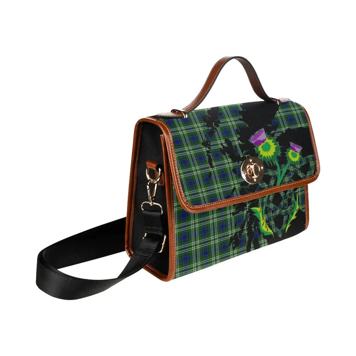 Scottish Tweedside District Clan Tartan Waterproof Canvas Bag With Thistle Tartan Plaid 3