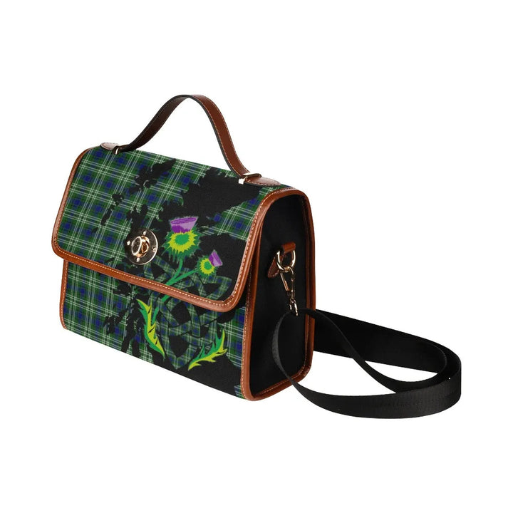 Scottish Tweedside District Clan Tartan Waterproof Canvas Bag With Thistle Tartan Plaid 4