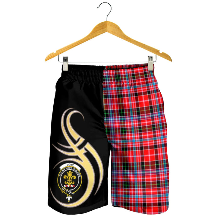 Scottish Udny Clan Crest Tartan Believe in Me Men's Shorts