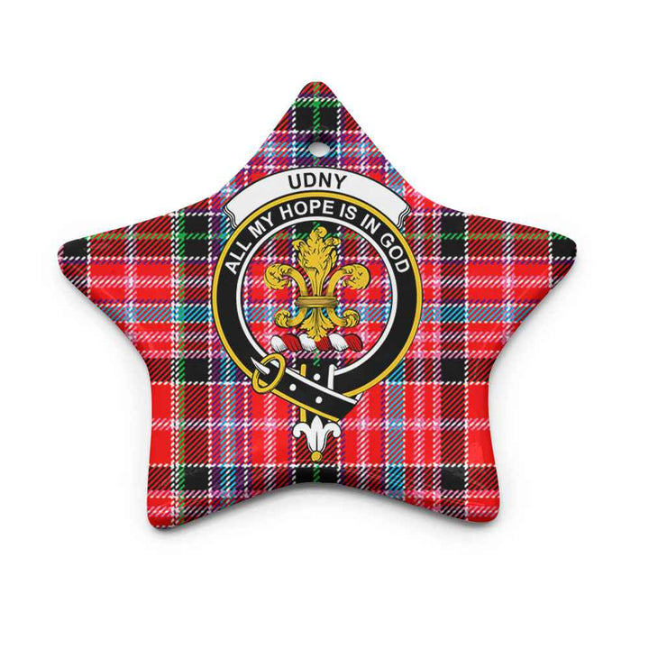 Scottish Udny Clan Crest Tartan Ceramic Ornament Star Shape Tartan Plaid