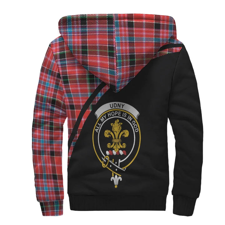 Scottish Udny Clan Crest Tartan Curve Sherpa Hoodie