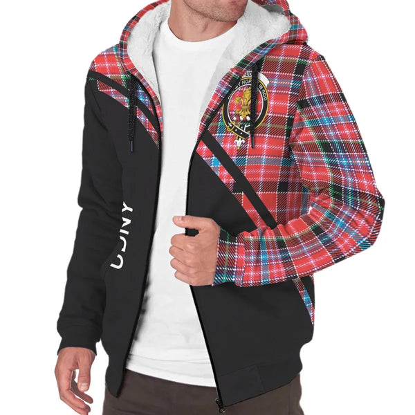 Scottish Udny Clan Crest Tartan Curve Sherpa Hoodie
