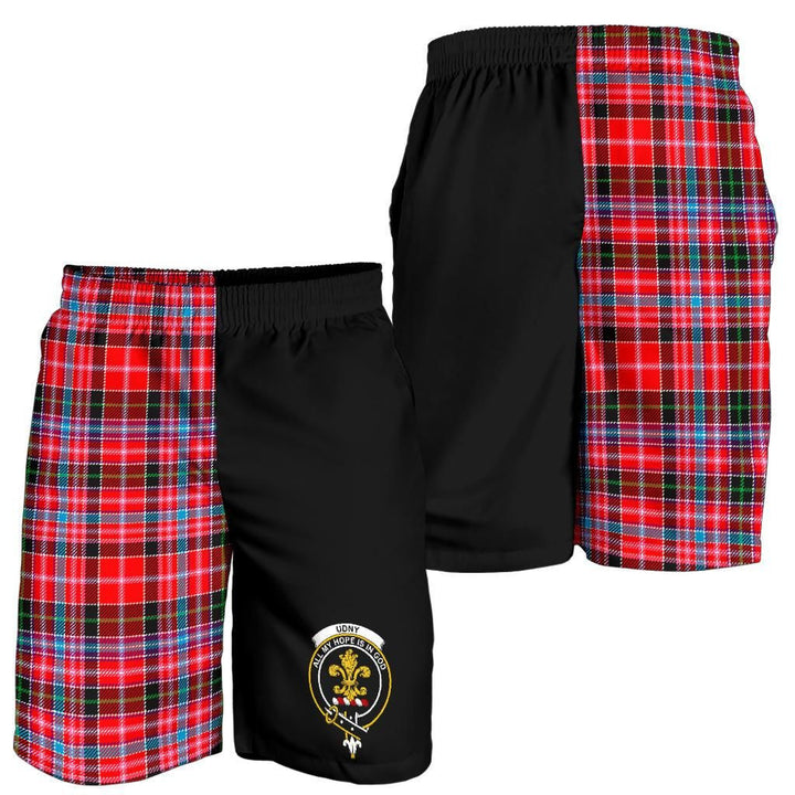 Scottish Udny Clan Crest Tartan Half of Me Men's Shorts