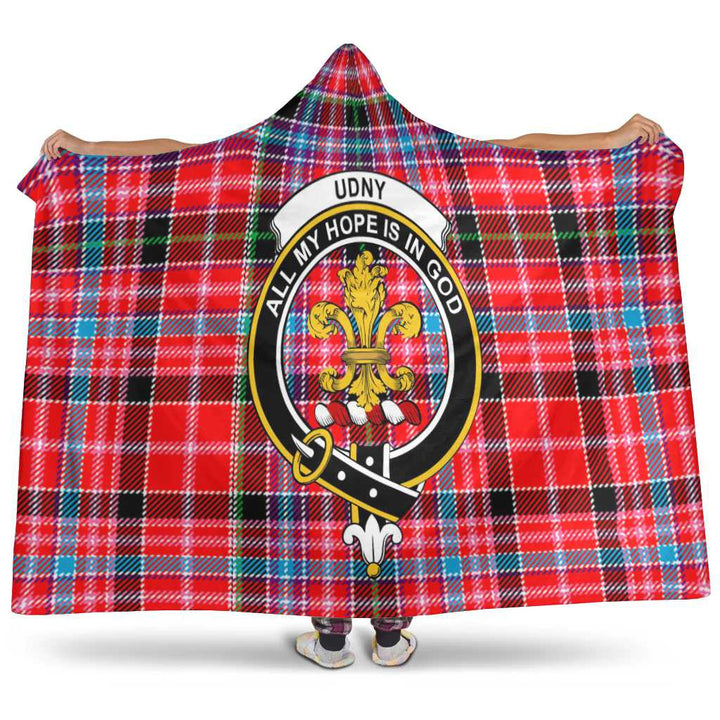 Scottish Udny Clan Crest Tartan Hooded Blanket Tartan Plaid 1