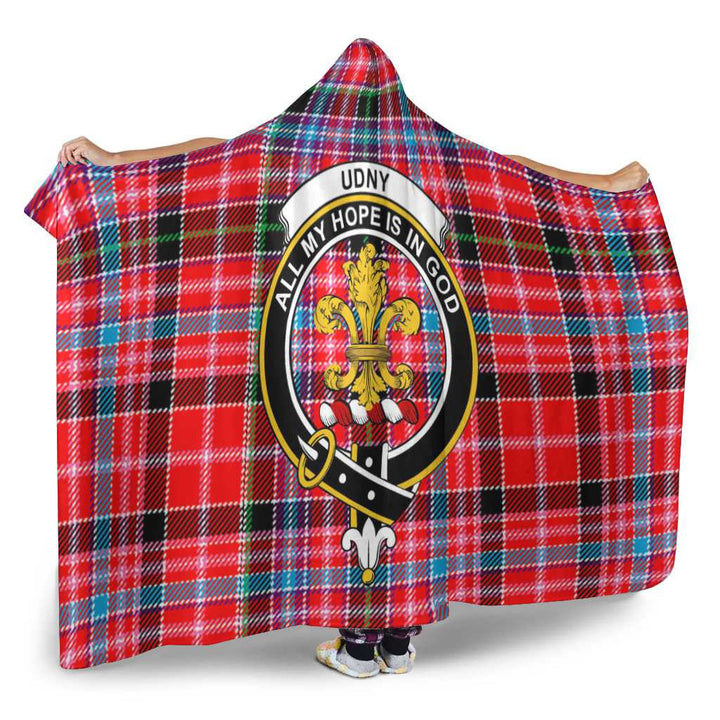Scottish Udny Clan Crest Tartan Hooded Blanket Tartan Plaid 2