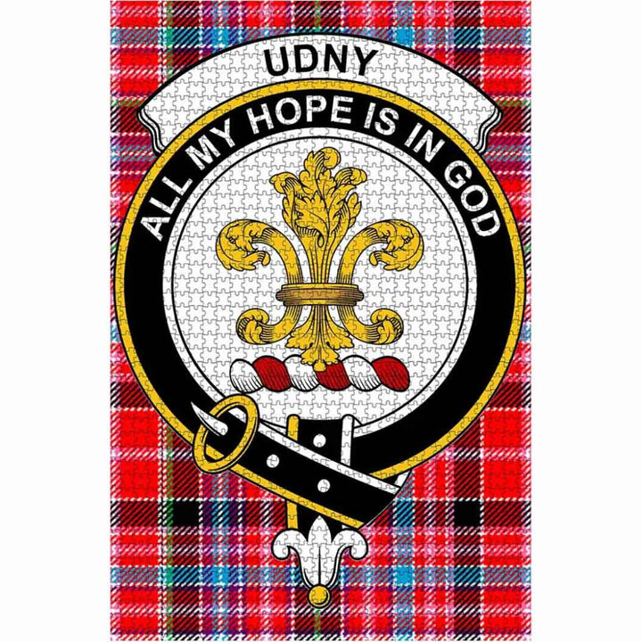 Scottish Udny Clan Crest Tartan Jigsaw Puzzle 1