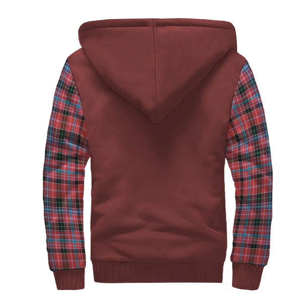 Scottish Udny Clan Crest Tartan Plaid Sleeve Sherpa Hoodie
