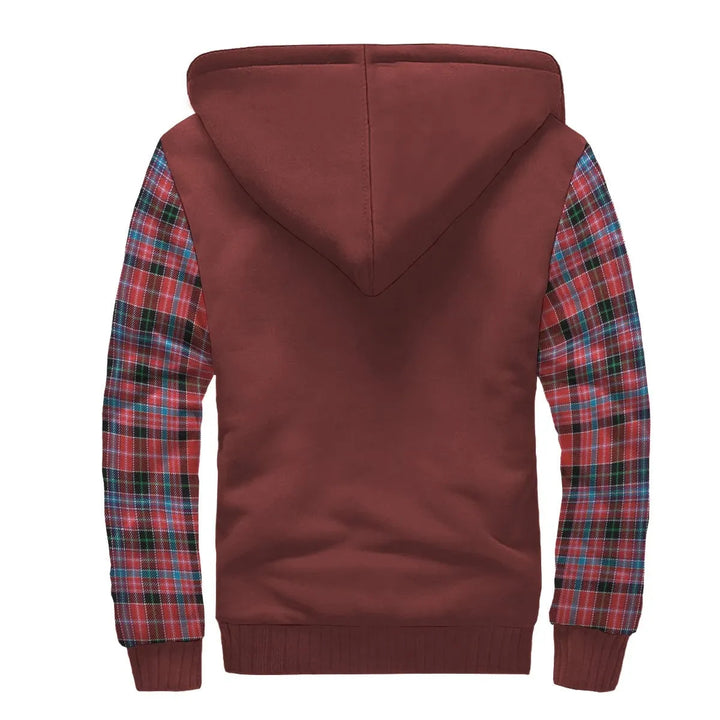 Scottish Udny Clan Crest Tartan Plaid Sleeve Sherpa Hoodie